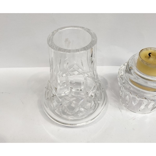 191 - A WATERFORD CRYSTAL HURRICANE VOTIVE CANDLEHOLDER, in the Lismore pattern, along with Waterford crys... 