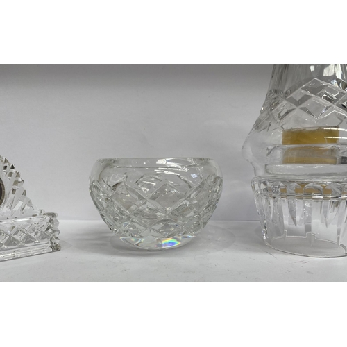 191 - A WATERFORD CRYSTAL HURRICANE VOTIVE CANDLEHOLDER, in the Lismore pattern, along with Waterford crys... 