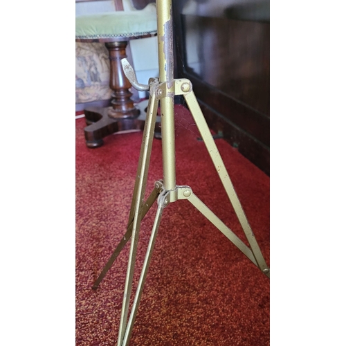 206 - A GENERATION BRITISH MADE ADJUSTABLE MUSIC STAND, with folding top, raised on a tripod style base. O... 