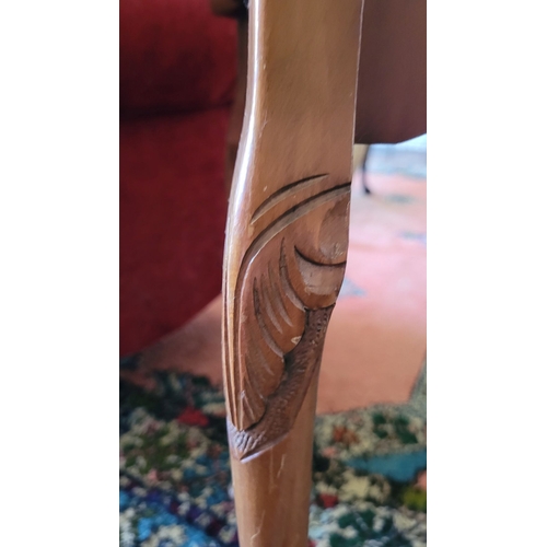 208 - A NEATLY SIZED SERPENTINE SHAPED GLASS TOP SIDE / LAMP TABLE, the table top with shaped glass surfac... 