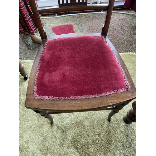 209 - AN ANTIQUE EDWARDIAN STYLE INLAID HALL/SIDE CHAIR, with foliate & fleur de lis inlay to back splat, ... 