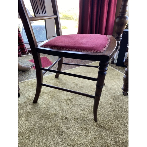 209 - AN ANTIQUE EDWARDIAN STYLE INLAID HALL/SIDE CHAIR, with foliate & fleur de lis inlay to back splat, ... 