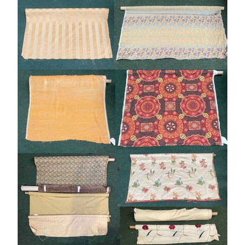 212 - A LARGE COLLECTION OF ROLLS OF FABRICS, by a variety of Makers and in a variety of patterns etc. As ... 