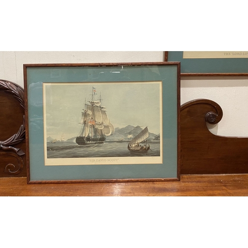 221 - A PAIR OF MARITIME FRAMED PRINTS, ‘Sir David Scott’ & ‘The Lord Lowther’, coloured print reproductio... 
