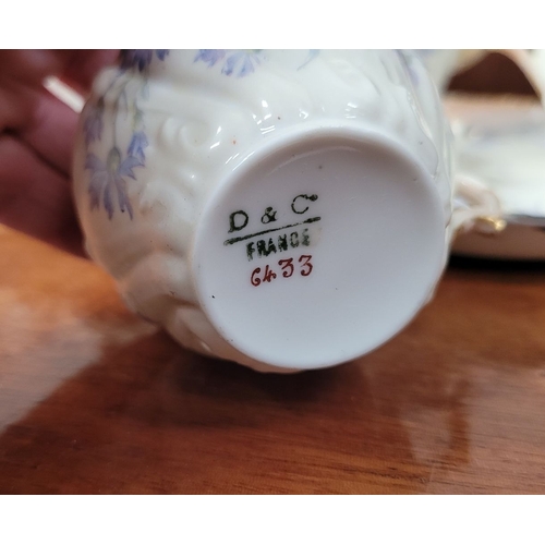 223 - A DELICATE VINTAGE FRENCH MADE R. DELIMIERES & CIE, LIMOGES – D&C TEA SET, which includes a large tr... 