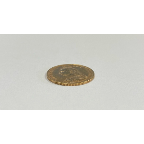 227 - A VICTORIA GOLD HALF-SOVEREIGN – 1890, Jubilee portrait of Queen Victoria, crowned, vailed bust faci... 