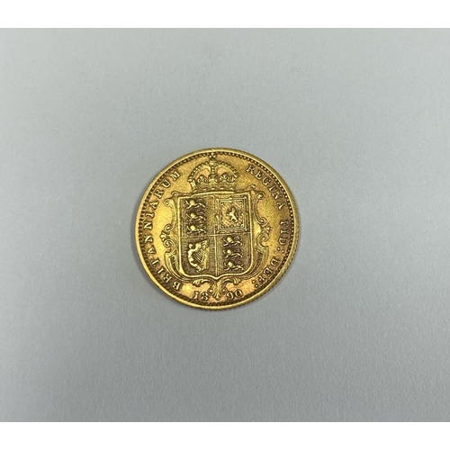 227 - A VICTORIA GOLD HALF-SOVEREIGN – 1890, Jubilee portrait of Queen Victoria, crowned, vailed bust faci... 