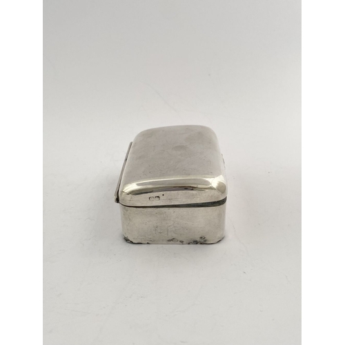 228 - AN ART DECO PERIOD SILVER SNUFF BOX ALONG WITH SILVERPLATED SAUCE BOAT, snuff box hallmarked Chester... 