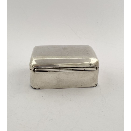 228 - AN ART DECO PERIOD SILVER SNUFF BOX ALONG WITH SILVERPLATED SAUCE BOAT, snuff box hallmarked Chester... 