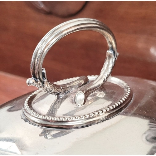 232 - A VERY GOOD COLLECTION OF SILVER PLATE SEVERING DISHES, includes an Egan of Cork dish & a Harrod’s o... 