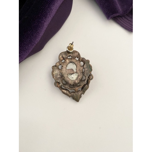 233 - A PRETTY SILVER TONE GEMSET NECKLACE & PAIR OF DROP EARRINGS, the necklace is set with a variety of ... 