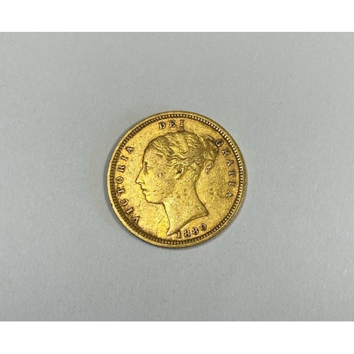 236 - A VICTORIA GOLD HALF-SOVEREIGN – 1880, ‘Young Head’ portrait of Queen Victoria, design by William Wy... 