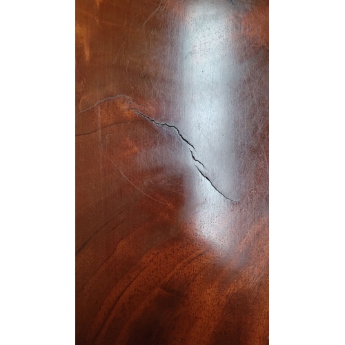 289 - A LARGE IRISH REGENCY MAHOGANY TIP-UP DINING TABLE, the table top made from two pieces of stunning m... 