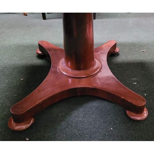 289 - A LARGE IRISH REGENCY MAHOGANY TIP-UP DINING TABLE, the table top made from two pieces of stunning m... 