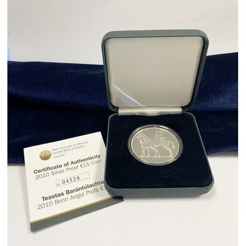 298 - A CENTRAL BANK OF IRELAND SERIES MARE AND FOAL LIMITED-EDITION SILVER PROOF FIFTEEN EURO COIN – 2010... 