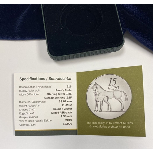 298 - A CENTRAL BANK OF IRELAND SERIES MARE AND FOAL LIMITED-EDITION SILVER PROOF FIFTEEN EURO COIN – 2010... 