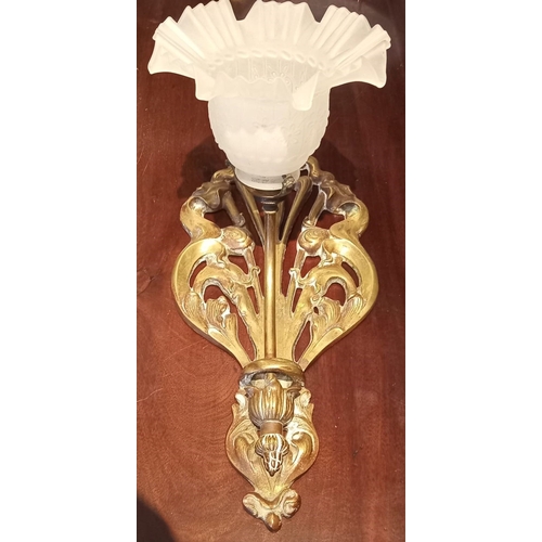 182 - A LARGE ART NOUVEAU BRASS WALL LIGHT, Early 20th Century, French empire style decorative brass sconc... 