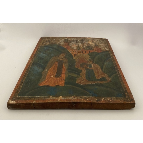 186 - AN ANTIQUE RARE RUSSIAN ICON, depicting the third finding of the venerable head of saint John the Ba... 