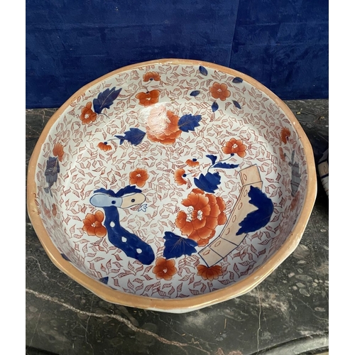 188 - A VINTAGE MASON’S IRONSTONE WASH BASIN & PITCHER, both in overall good condition, both marked to bas... 
