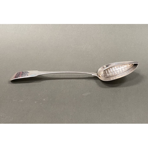 2 - A GEORGE III IRISH SILVER DIVIDER/STRAINER SPOON, Hallmarked with Makers mark Matthew West & Richard... 