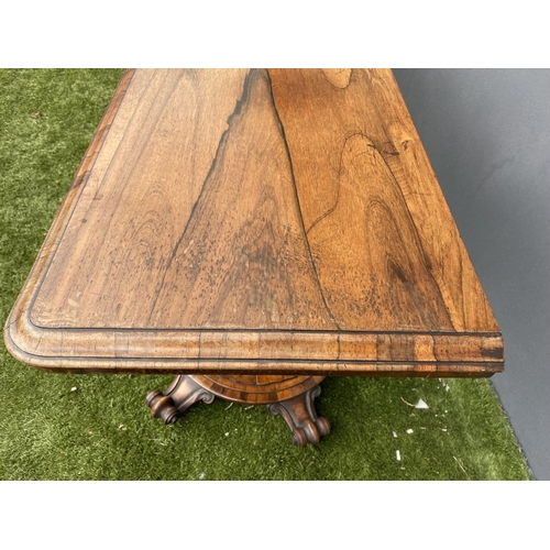21 - AN EXCELLENT PAIR OF 19TH CENTURY TURN OVER LEAF TABLES, card table & tea table, both with scroll ca... 