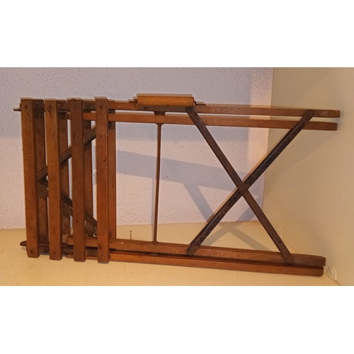 211 - A VINTAGE HARDWOOD FOLDING FISHERMAN’S STOOL, ‘THE EUREKA’, c.1930, dimensions: 36cm high x 26.5cm d... 