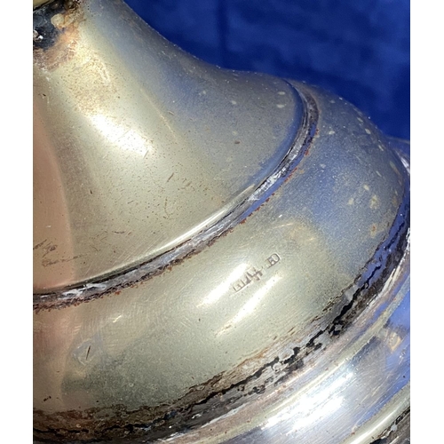 215 - A PAIR OF VINTAGE SILVER ON COPPER CANDELABRA ALONG WITH SILVER-PLATED EPERGNE, the candelabra with ... 