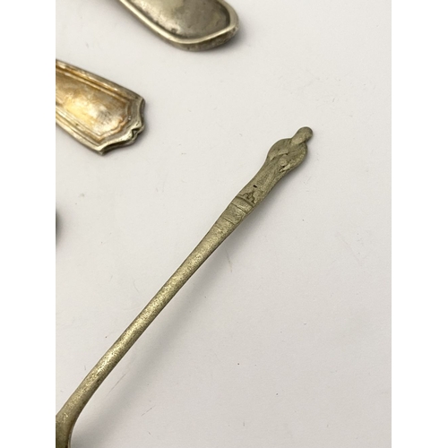 216 - A COLLECTION OF NICKEL SILVERWARE & SILVERPLATE, (1) Nickel silver to include serving spoon, tablesp... 