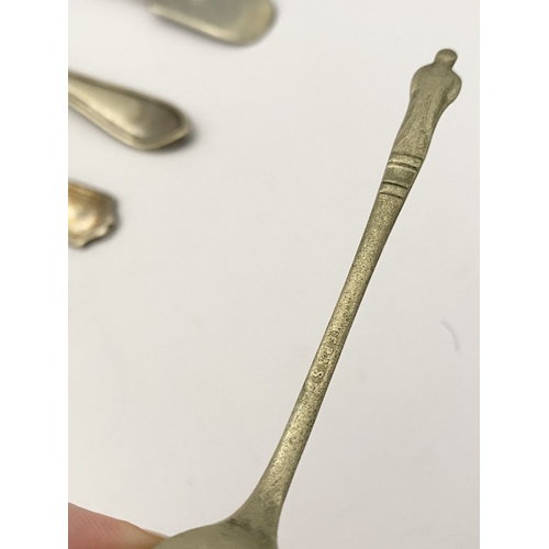 216 - A COLLECTION OF NICKEL SILVERWARE & SILVERPLATE, (1) Nickel silver to include serving spoon, tablesp... 