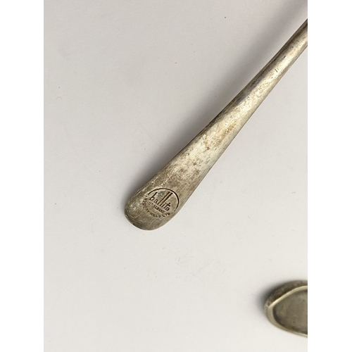 216 - A COLLECTION OF NICKEL SILVERWARE & SILVERPLATE, (1) Nickel silver to include serving spoon, tablesp... 