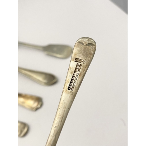 216 - A COLLECTION OF NICKEL SILVERWARE & SILVERPLATE, (1) Nickel silver to include serving spoon, tablesp... 