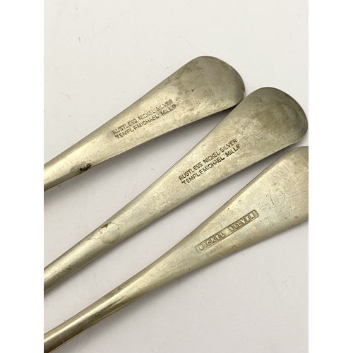 216 - A COLLECTION OF NICKEL SILVERWARE & SILVERPLATE, (1) Nickel silver to include serving spoon, tablesp... 