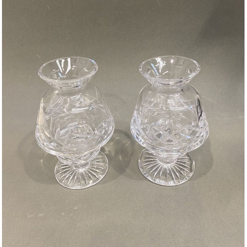 220 - A PAIR OF IRISH CRYSTAL TEALIGHT HOLDERS, by Cavan Ireland, acid mark to base. In good condition wit... 