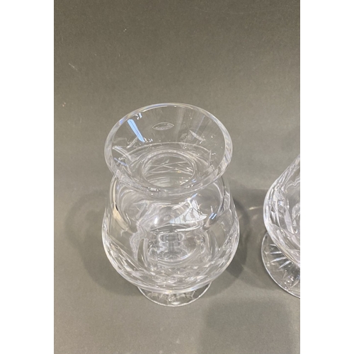 220 - A PAIR OF IRISH CRYSTAL TEALIGHT HOLDERS, by Cavan Ireland, acid mark to base. In good condition wit... 