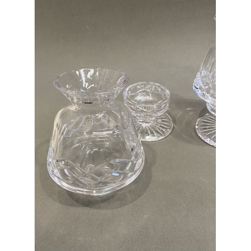 220 - A PAIR OF IRISH CRYSTAL TEALIGHT HOLDERS, by Cavan Ireland, acid mark to base. In good condition wit... 