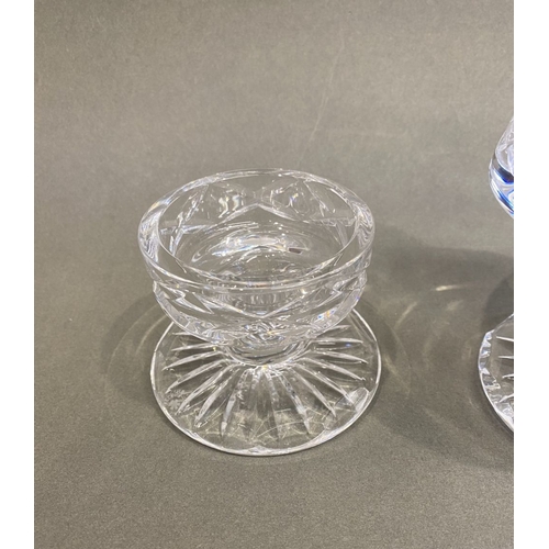 220 - A PAIR OF IRISH CRYSTAL TEALIGHT HOLDERS, by Cavan Ireland, acid mark to base. In good condition wit... 