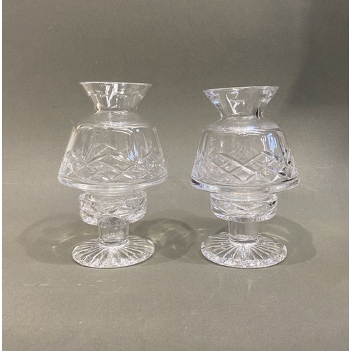 220 - A PAIR OF IRISH CRYSTAL TEALIGHT HOLDERS, by Cavan Ireland, acid mark to base. In good condition wit... 