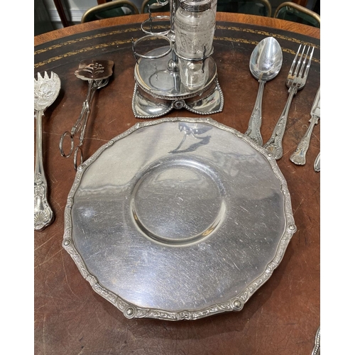 222 - A LARGE COLLECTION OF SILVER-PLATE, by a variety of Makers. To include (i) decorative partial condim... 
