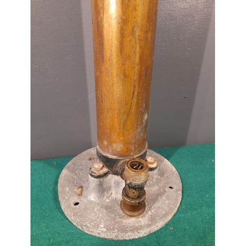 224 - A VINTAGE BRASS CAR TYRE PUMP, c.1910-20, hardwood handle to top, dimensions: 62cm high x 10cm wide ... 
