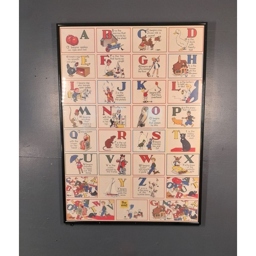 225 - A VINTAGE LARGE FRAMED ALPHABET POSTER, by Cavallini Papers, dimensions: 71cm high x 51cm wide appro... 