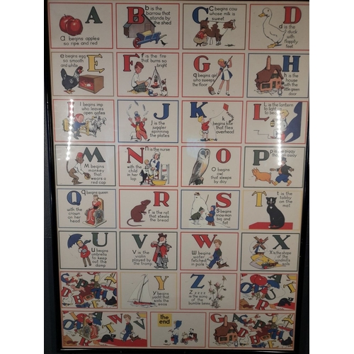 225 - A VINTAGE LARGE FRAMED ALPHABET POSTER, by Cavallini Papers, dimensions: 71cm high x 51cm wide appro... 