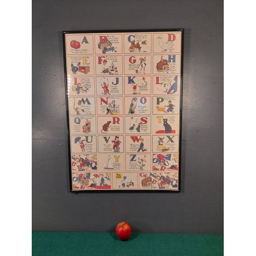 225 - A VINTAGE LARGE FRAMED ALPHABET POSTER, by Cavallini Papers, dimensions: 71cm high x 51cm wide appro... 