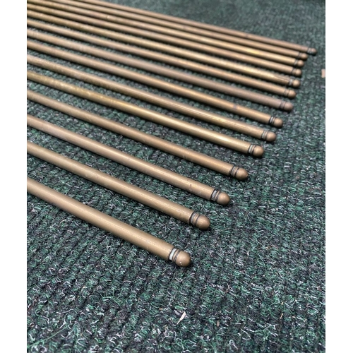 227 - A SET OF 13 BRASS STAIR RODS, condition as photographed, dimensions: 62.5cm long approx.