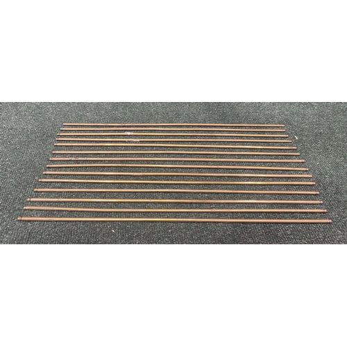 227 - A SET OF 13 BRASS STAIR RODS, condition as photographed, dimensions: 62.5cm long approx.