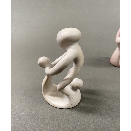 233 - A TRIO OF CARVED SOAPSTONE SCULPTURES, central ‘unity’/’circle of friends’ can be used as a tealight... 