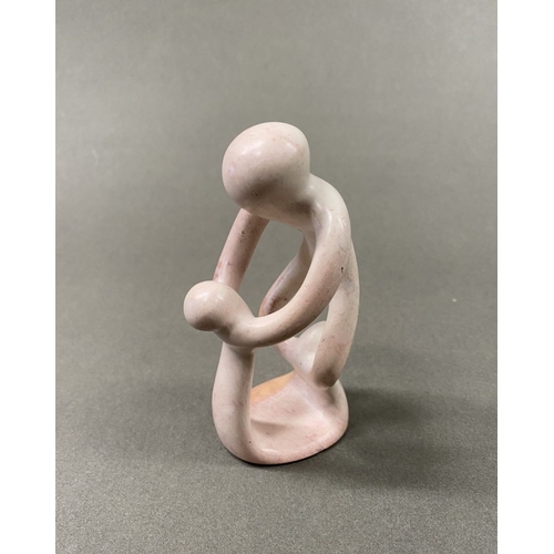 233 - A TRIO OF CARVED SOAPSTONE SCULPTURES, central ‘unity’/’circle of friends’ can be used as a tealight... 