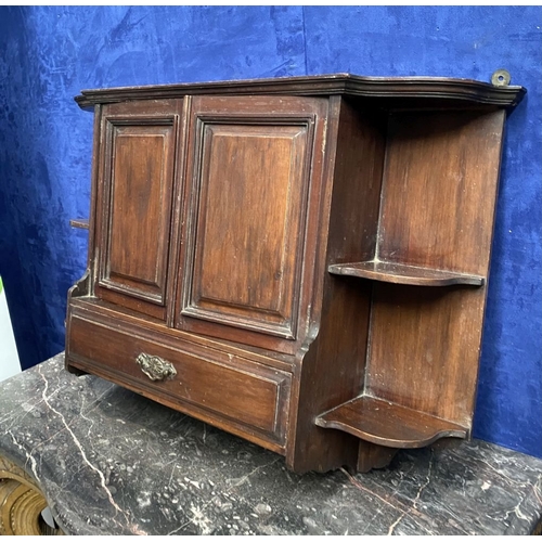 234 - AN ANTIQUE MAHOGANY HANGING CABINET, with shaped reeded border to top above two panelled doors over ... 