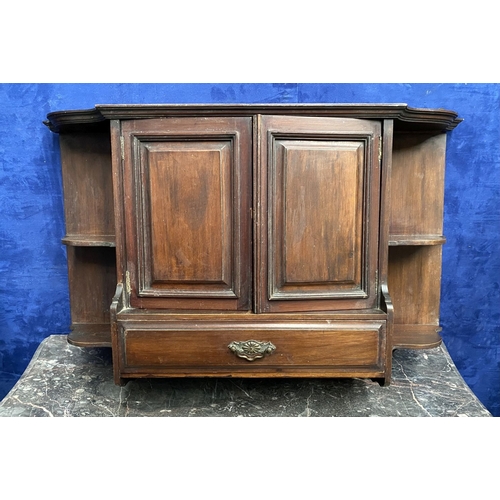 234 - AN ANTIQUE MAHOGANY HANGING CABINET, with shaped reeded border to top above two panelled doors over ... 