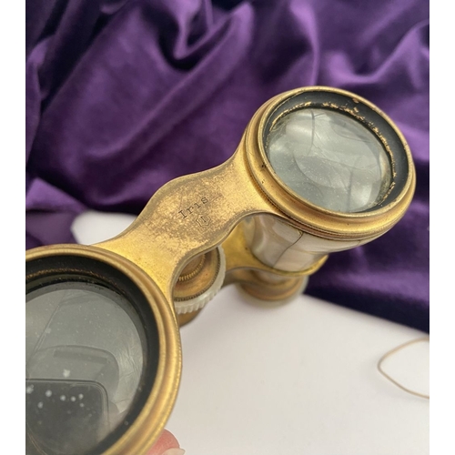 260 - A PAIR OF EARLY 20TH CENTURY ‘IRIS OF PARIS’ BRASS & MOTHER OF PEARL OPERA GLASSES, c.1900, along wi... 