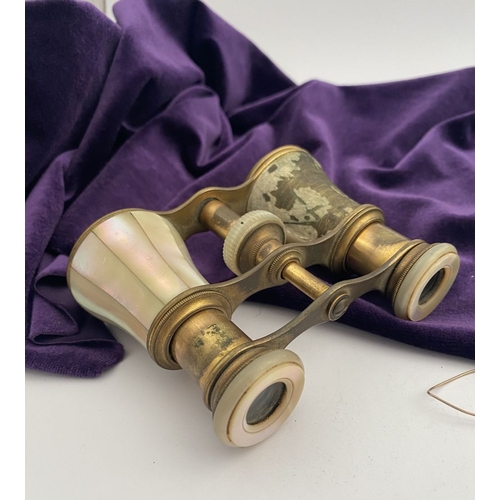 260 - A PAIR OF EARLY 20TH CENTURY ‘IRIS OF PARIS’ BRASS & MOTHER OF PEARL OPERA GLASSES, c.1900, along wi... 